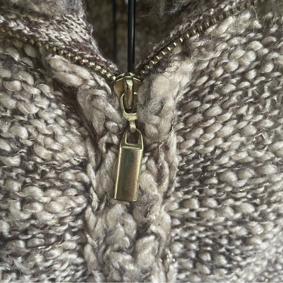 Charter Club Brown Wool Faux Fur Zip Sweater Vest Women's Size L - Picture 4 of 7